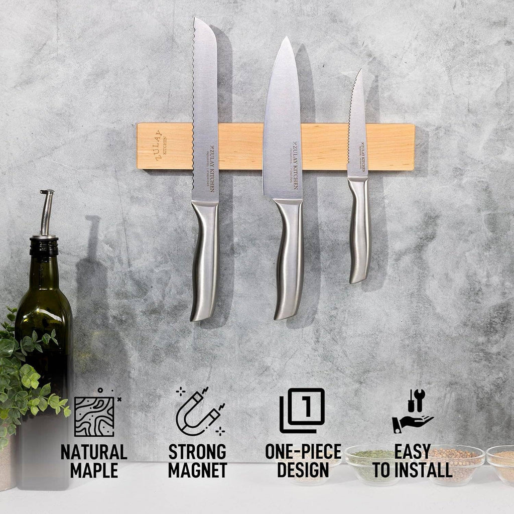 Magnetic Knife Holder - Powerful Wood Magnetic Knife Strip