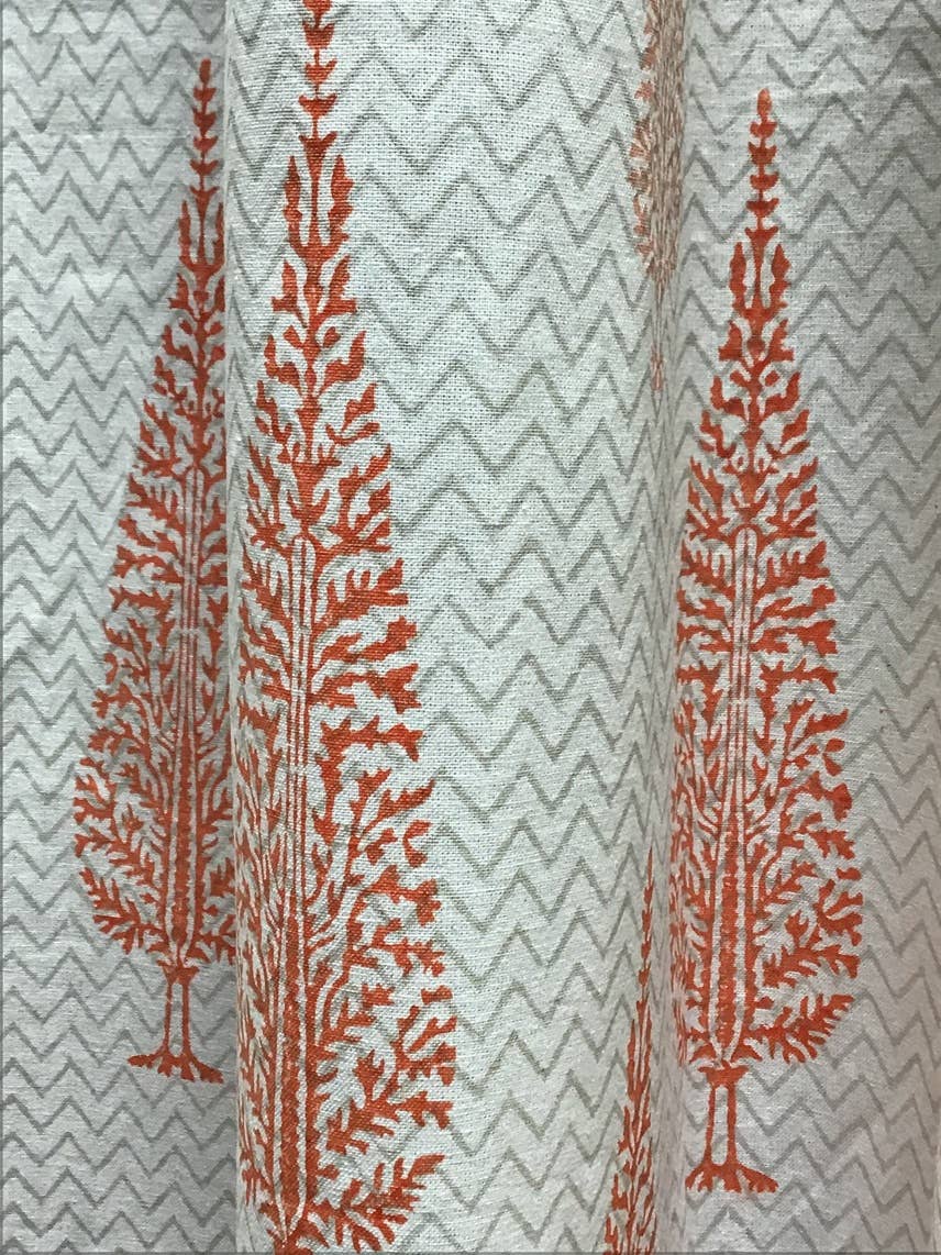 Shower Curtain Cotton blockprinted Cypress Tree