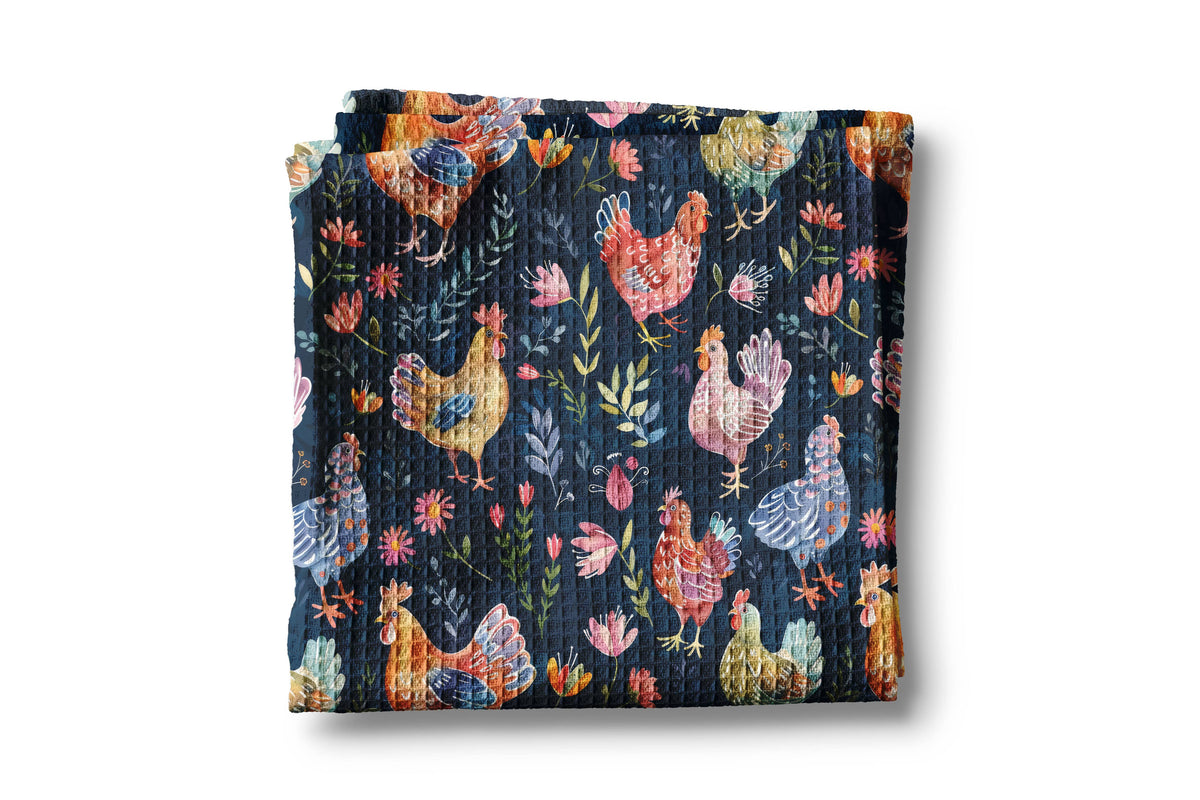 Chicken Rooster Floral Rustic Farmhouse Coop Kitchen Towel