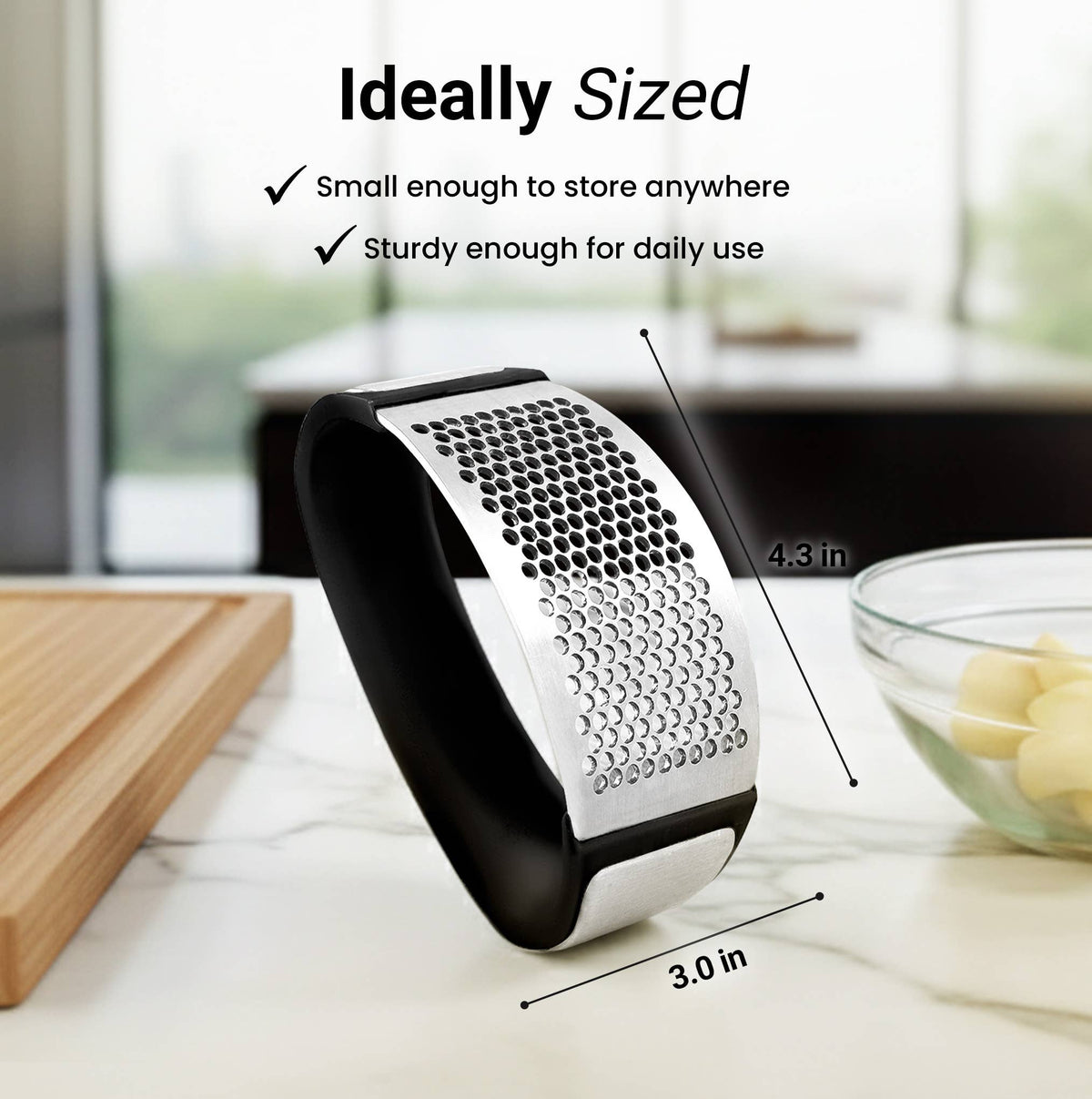 Garlic Press Rocker With Silicone Peeler & Scraper Set